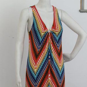 Trina Turk Maxi Dress Rayon Stretch Sleeveless Womens Size 2 Multicolored